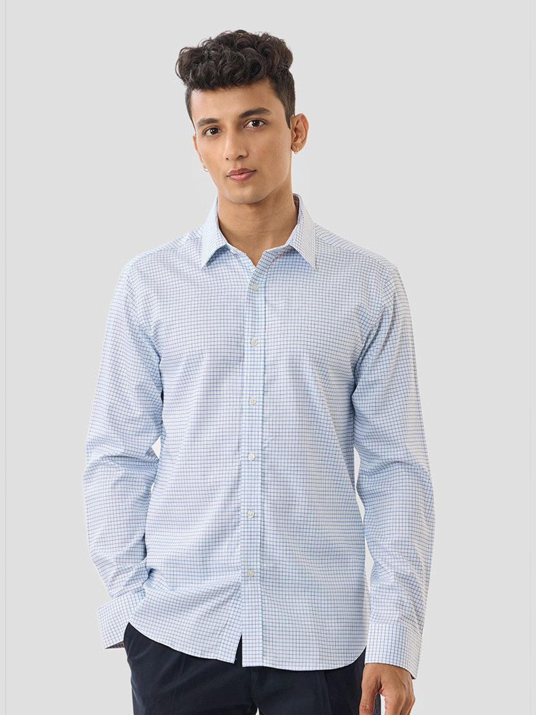 Snitch Men White Micro-Check Shirt