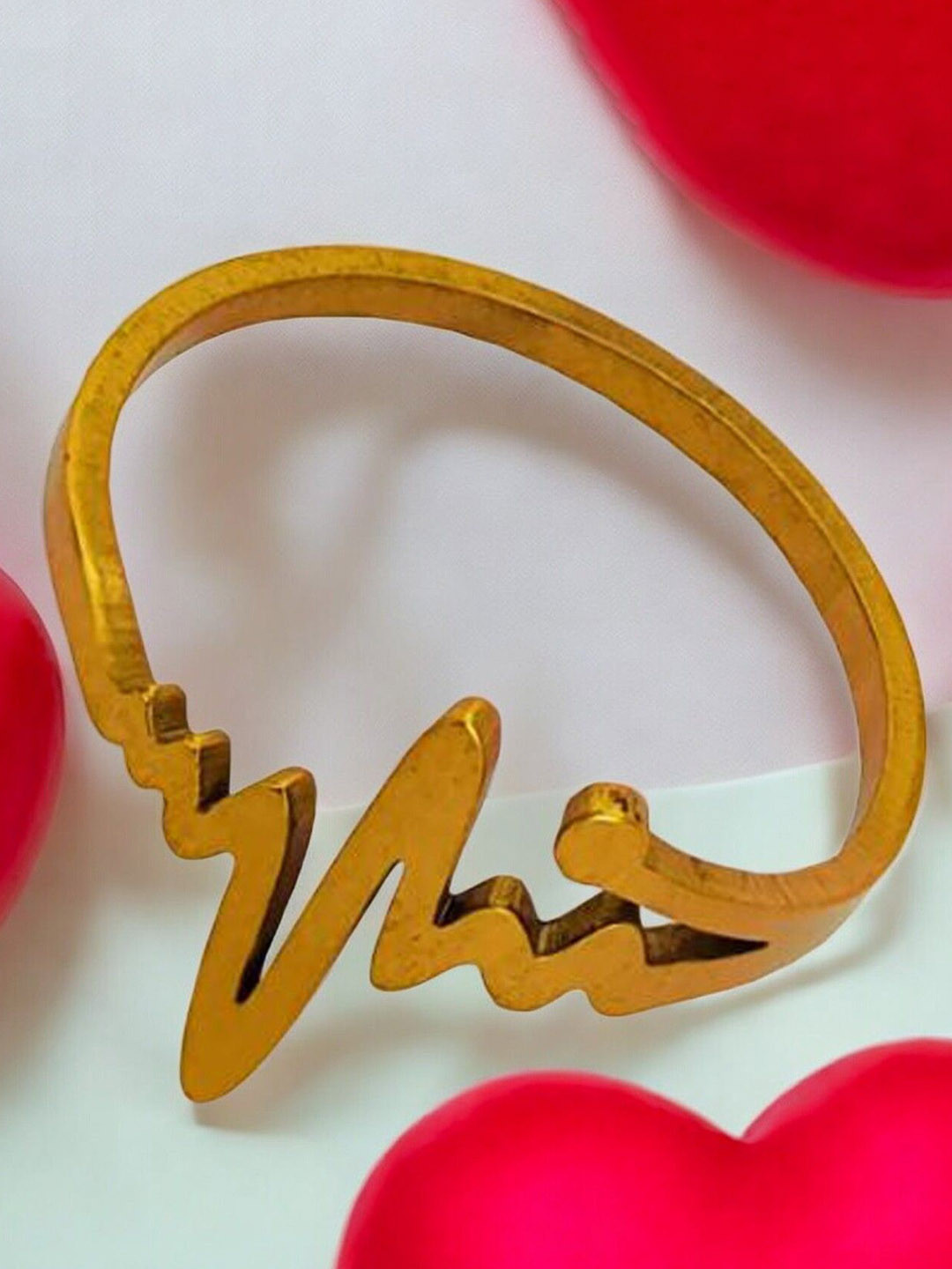 M Men Style Gold-Plated Stainless Steel Finger Ring