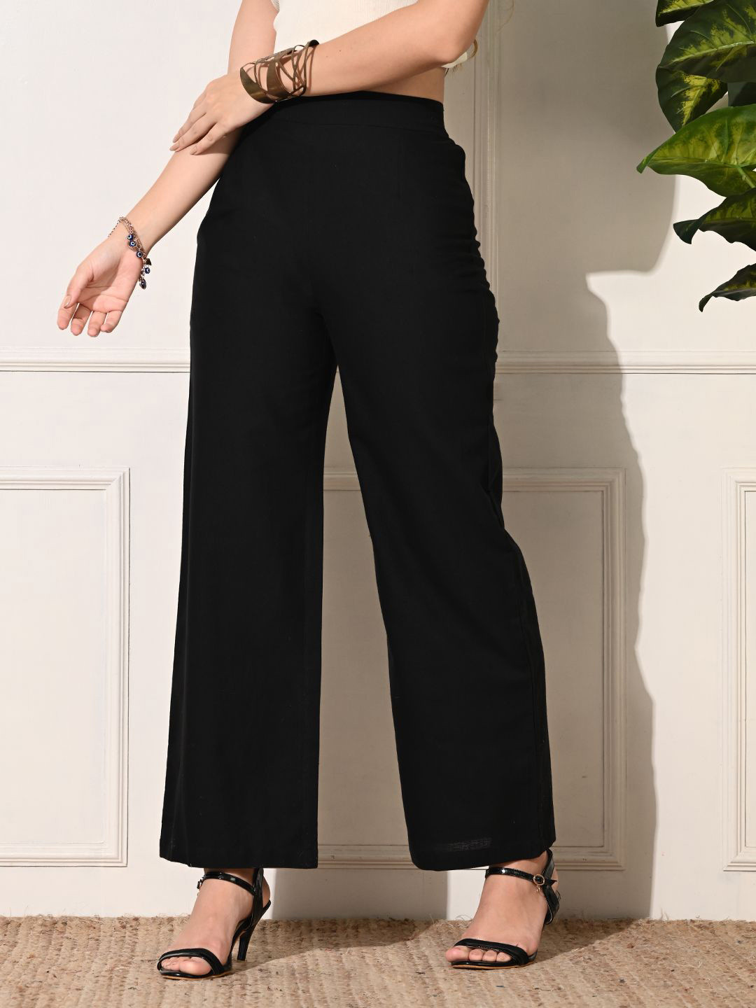 KALINI Women Cotton Flared Palazzos