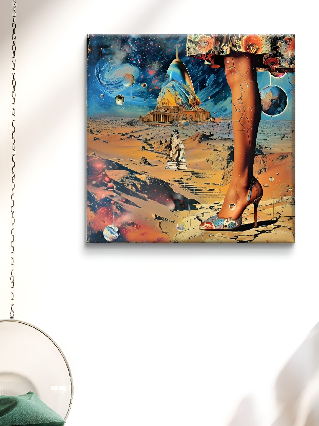 Myntra Elegant Homes Blue & Orange Abstract Art Canvas Wall Art