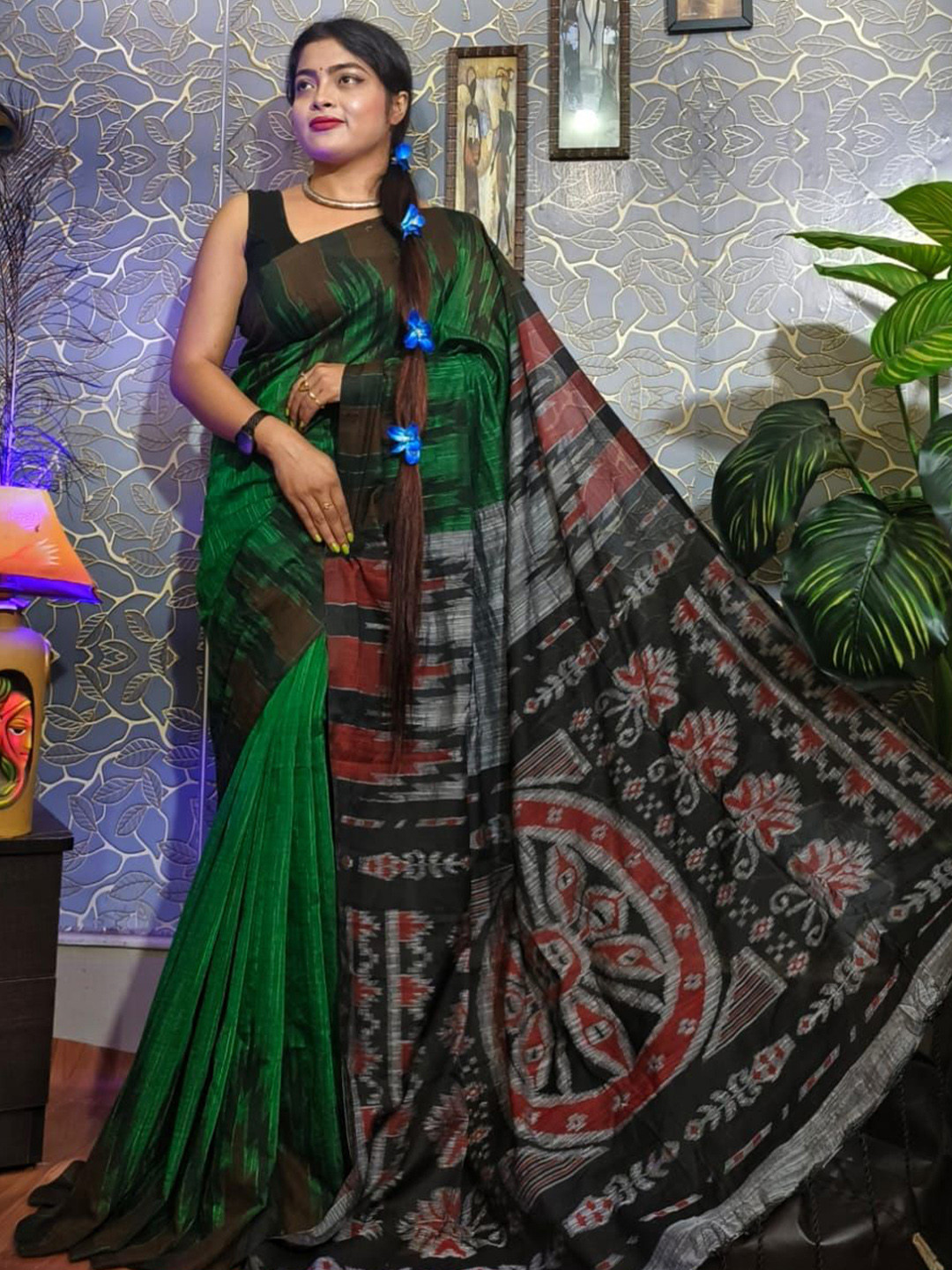 TITHI SAREES Ethnic Motifs Sambalpuri Katki Printed Saree