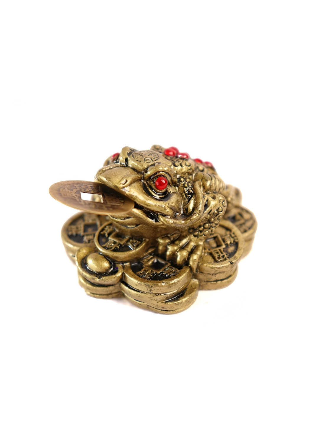 The Spiritual Living Three Legged Money Frog with Coin in Mouth Gold Polyresin Glossy Living Room Small Showpiece -