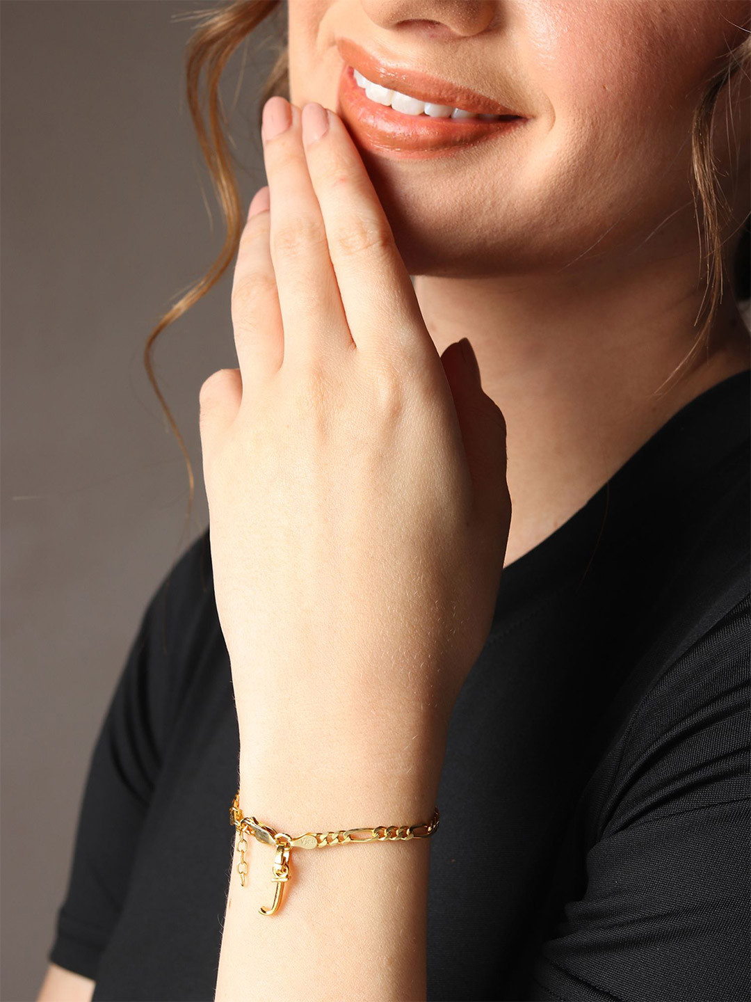 Metronaut Sterling Silver Gold-Plated Wraparound Bracelet With J Alphabet