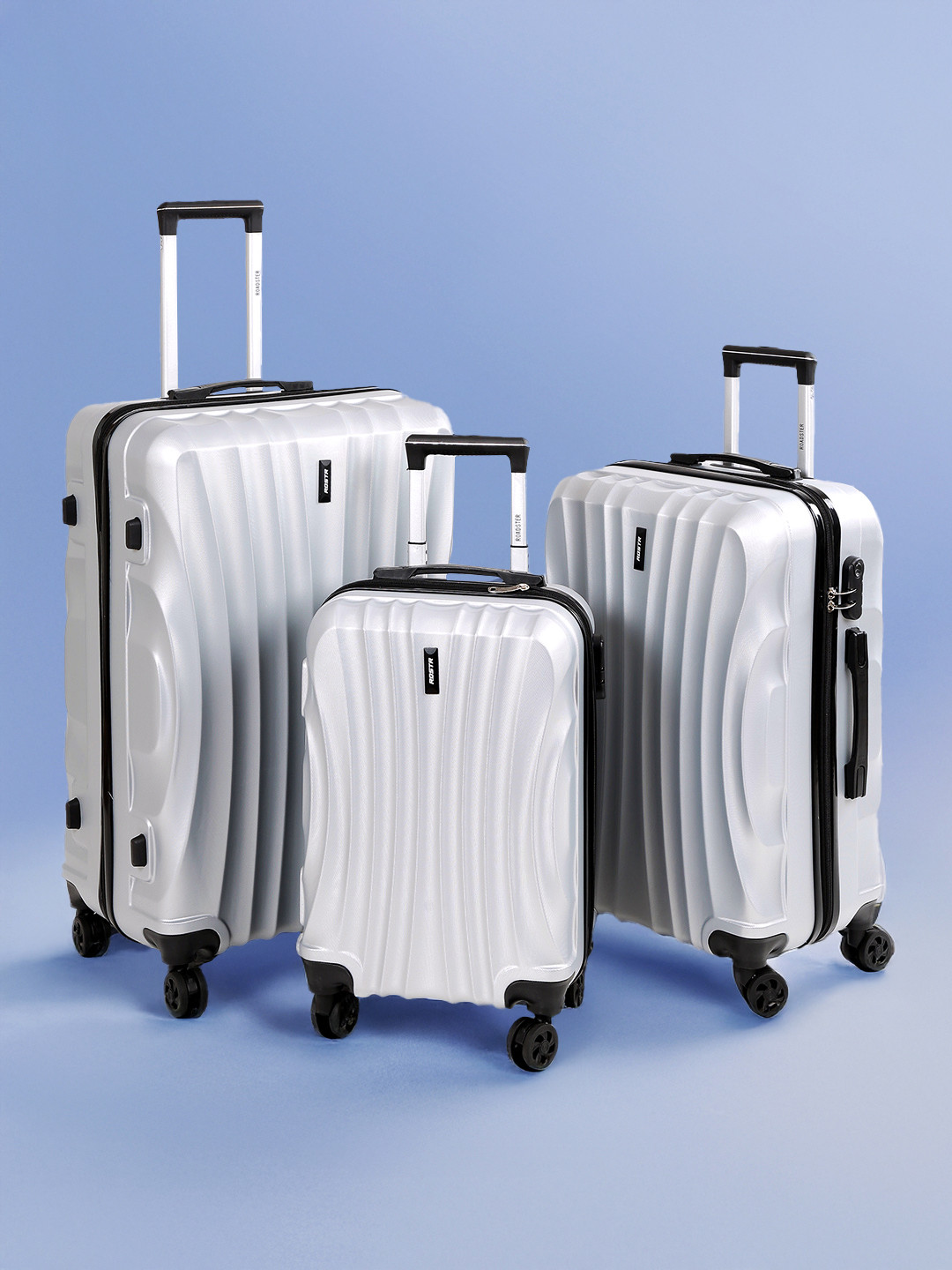 Roadster Set of 3 Hard-Sided Trolley Suitcase In Cabin, Medium & Large