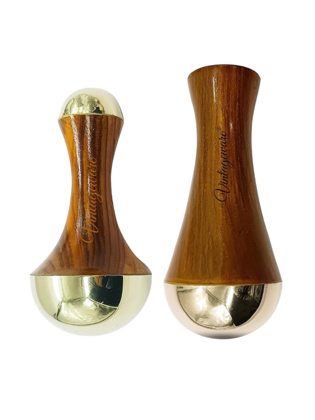 Vintageware Set Of 2 Palm Grip & Double Side Face Glow Kansa Wand - 106 g