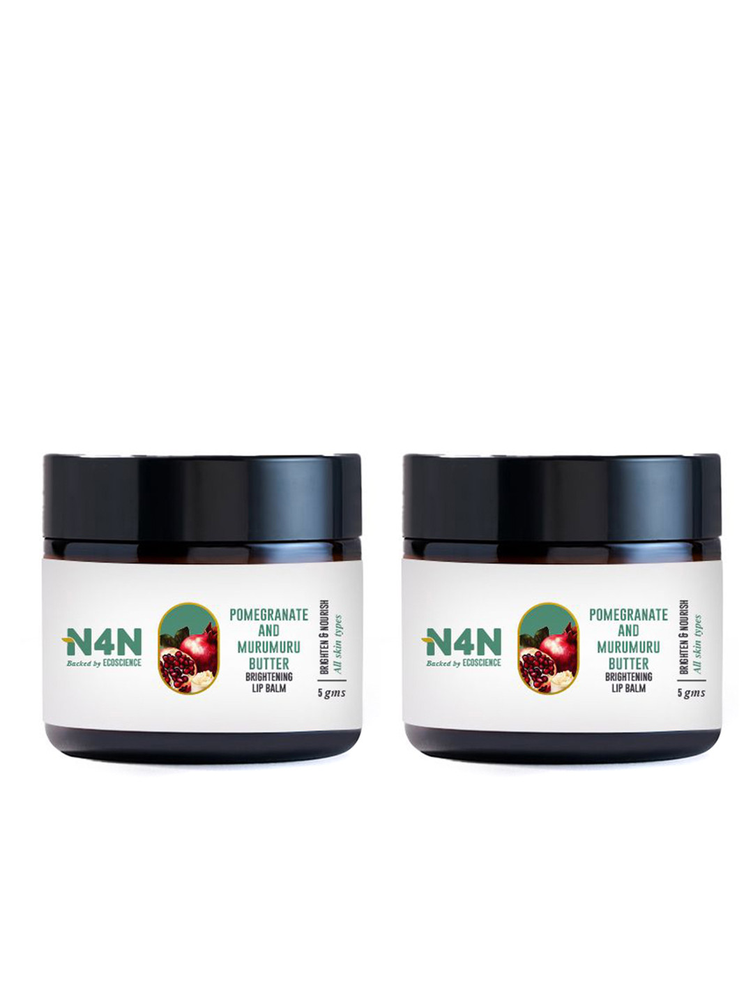 N4N  Set of 2 Pomegranate & Murmuru Butter Brightening Lip Balm - 5g Each