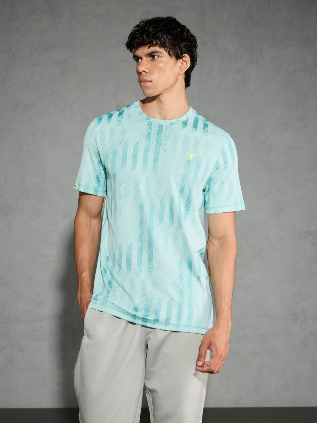 Technosport Men DOUBLE COOL Antimicrobial Slim Fit Abstract Printed Sports T-shirt