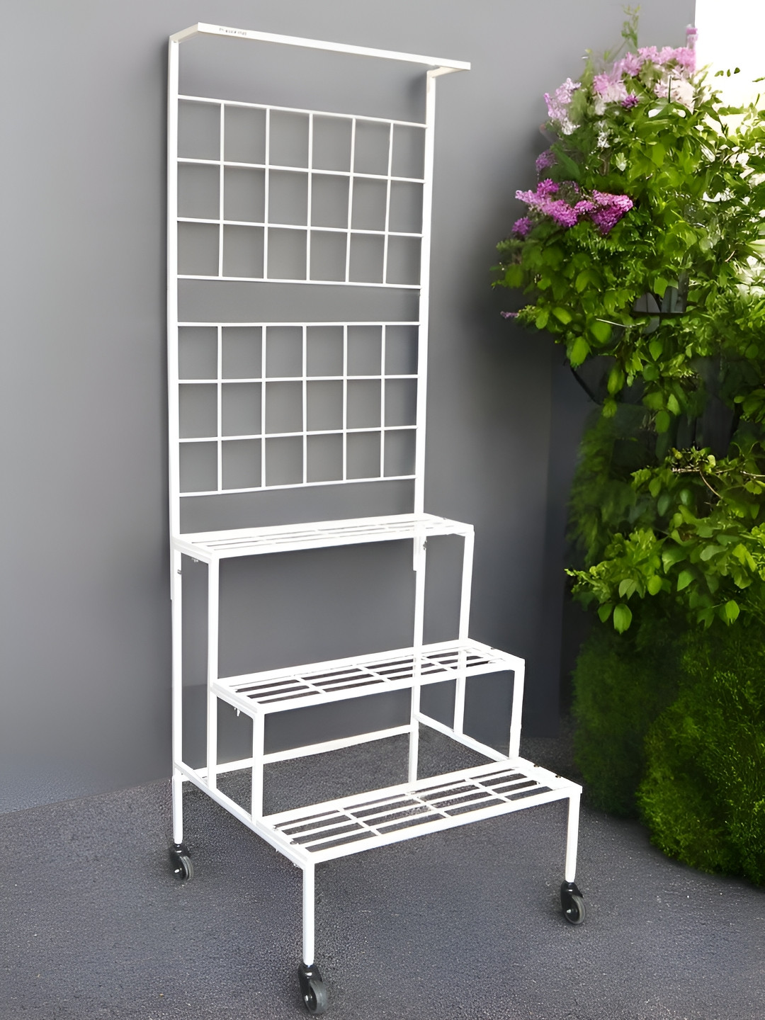 ecofynd Bloom  White PlanterStand With Wheels