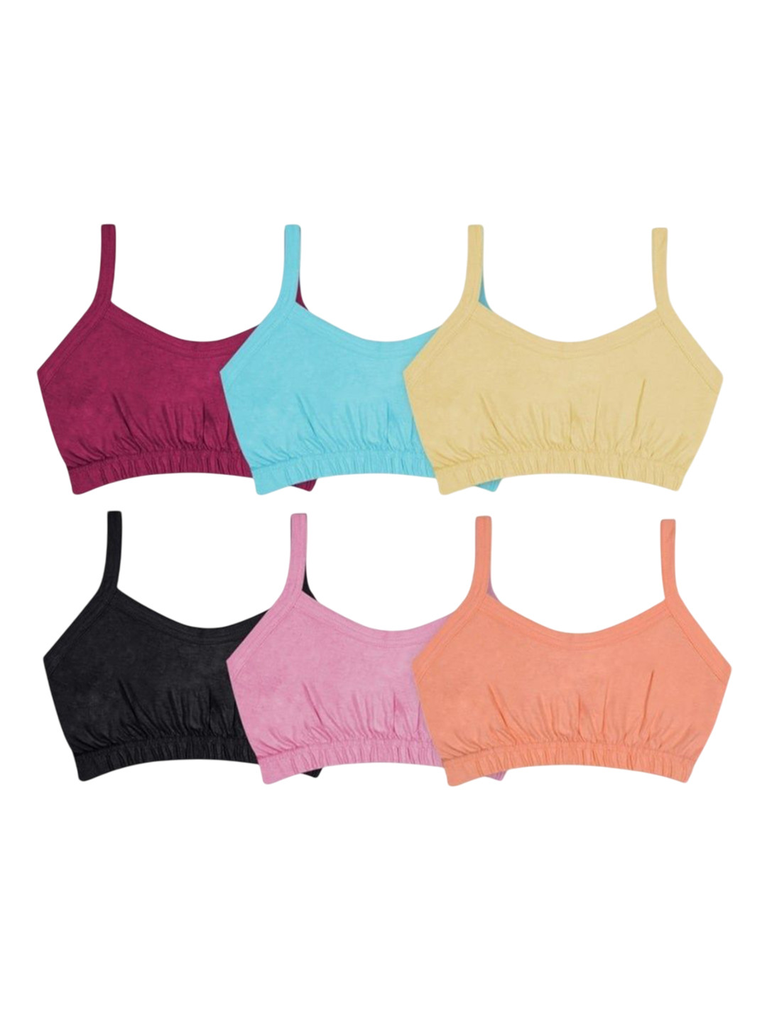 PRIME KNITS Girls Pack Of 6 Pure Cotton Camisoles