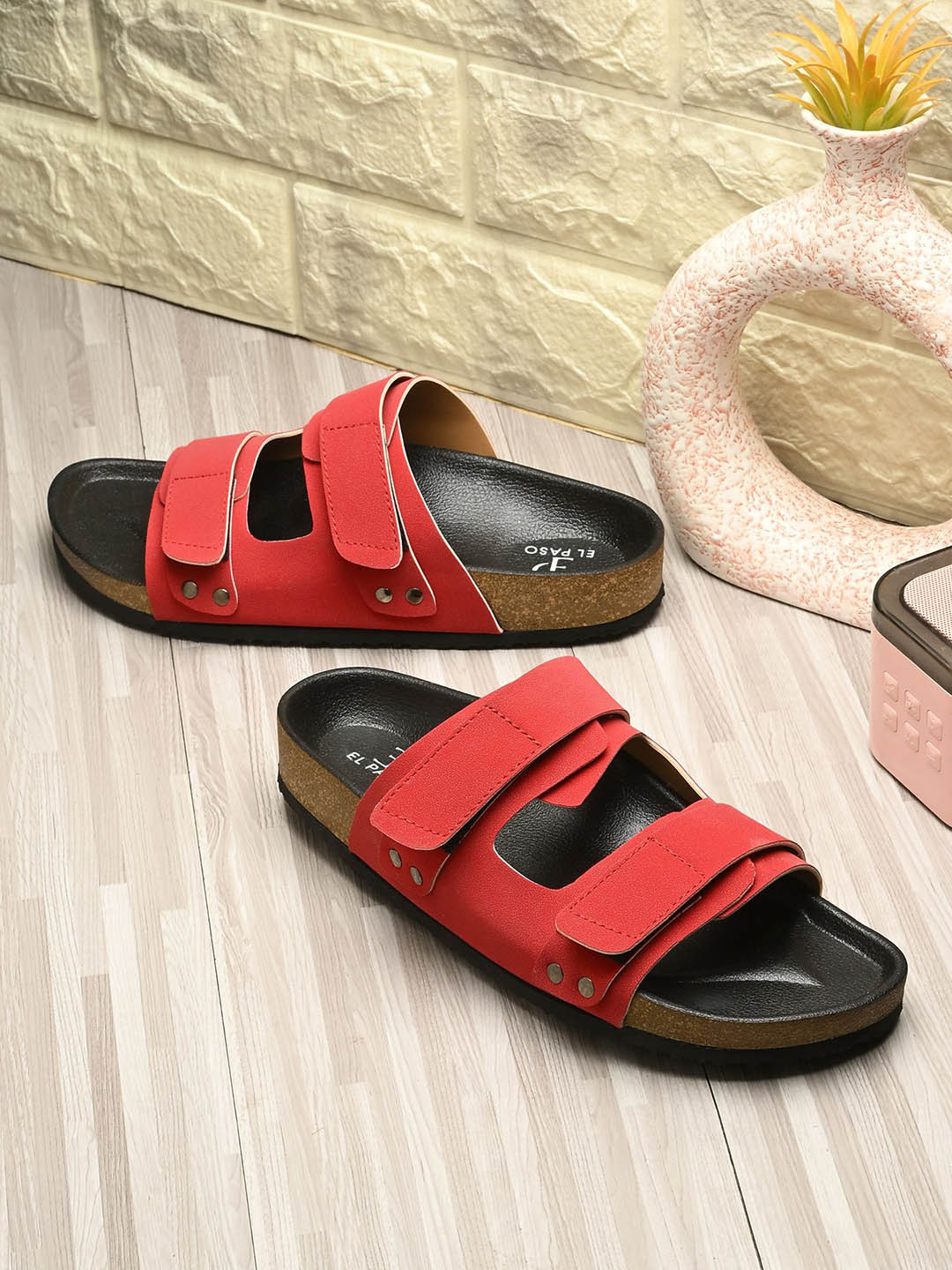 El Paso Women Open Toe Flats with Buckles
