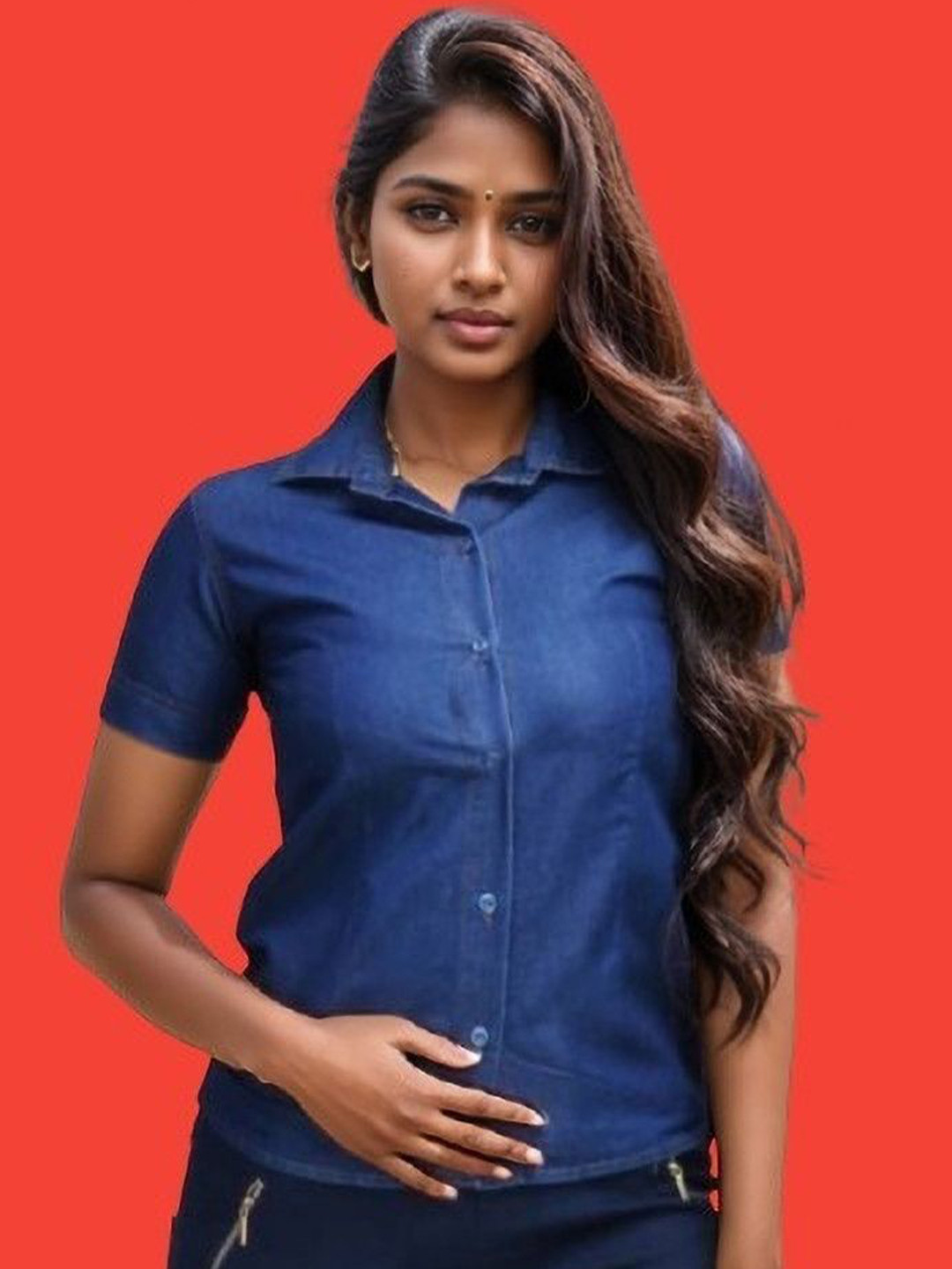 GIRLS WITH WINGS Women Knitted Spread Coller Skinny Fit Shirt