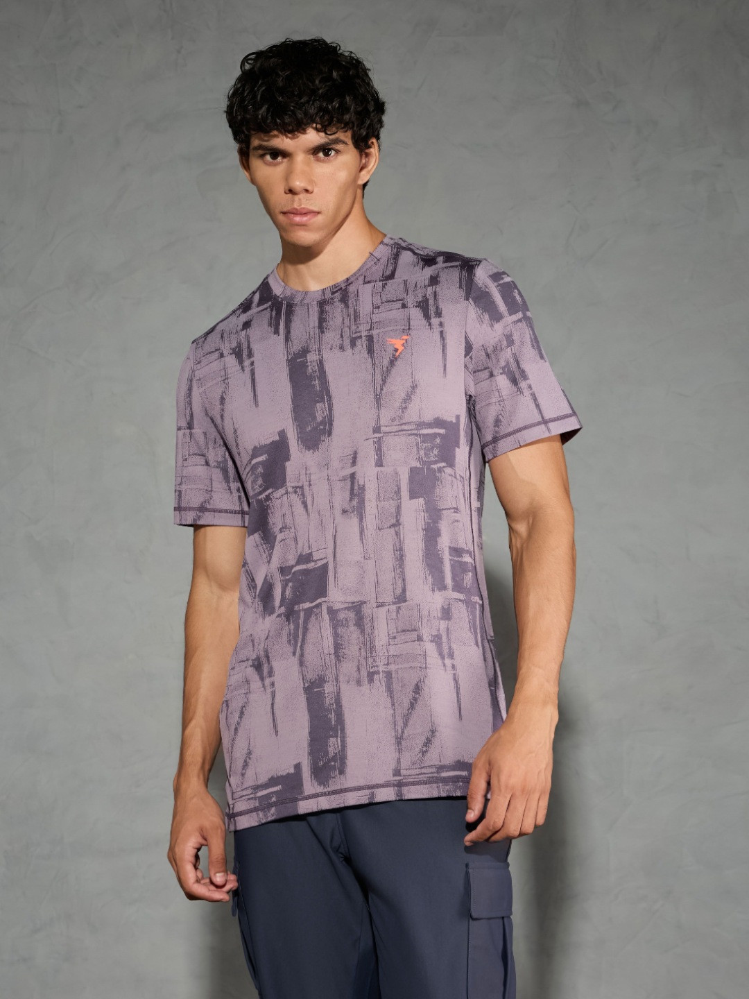 Technosport Men DOUBLE COOL Antimicrobial Slim Fit Abstract Printed Sports T-shirt