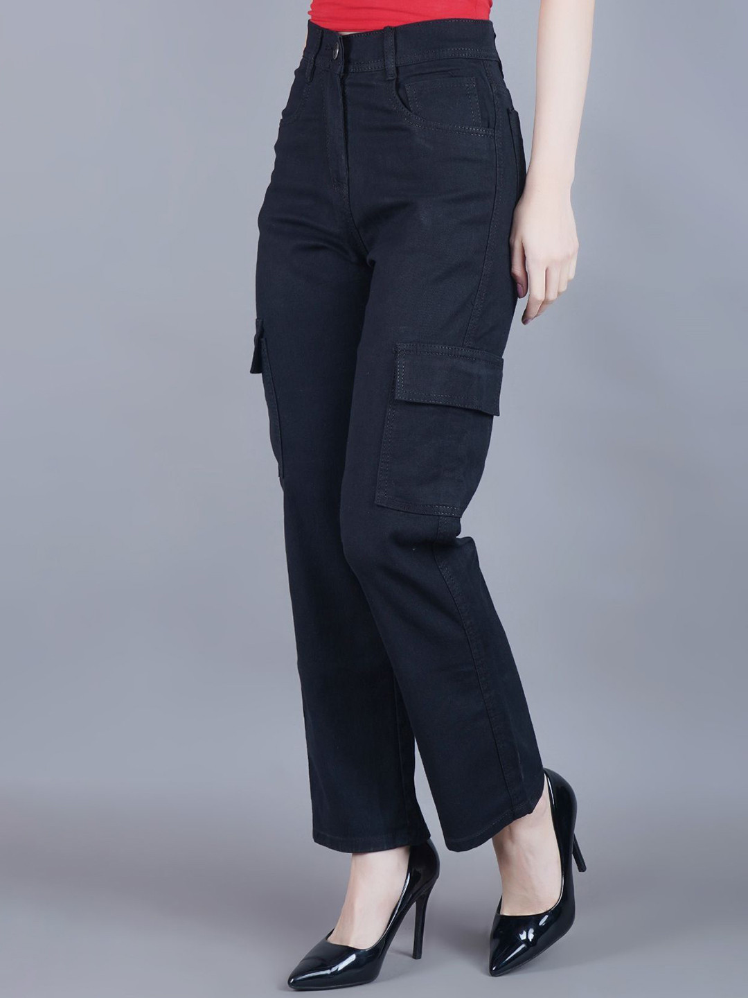 Metronaut Women Classic Dad Fit High-Rise Cargo Jeans