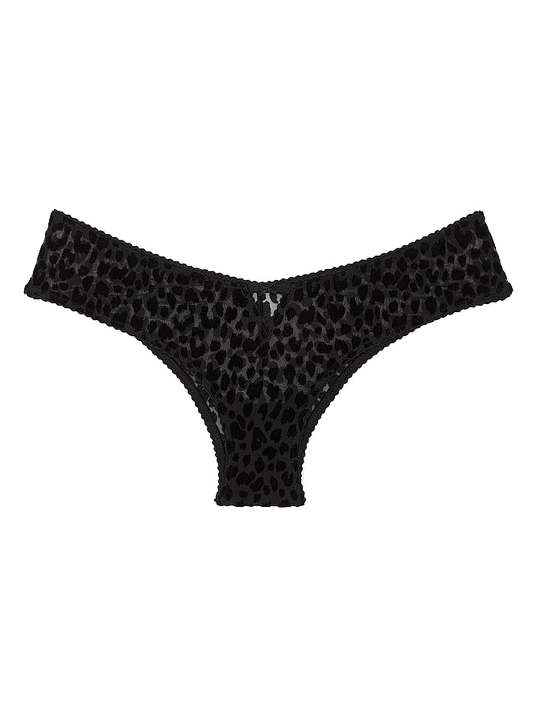Victoria's Secret Women Low Rise Flocked Leopard High-Leg Cheeky Thong Briefs