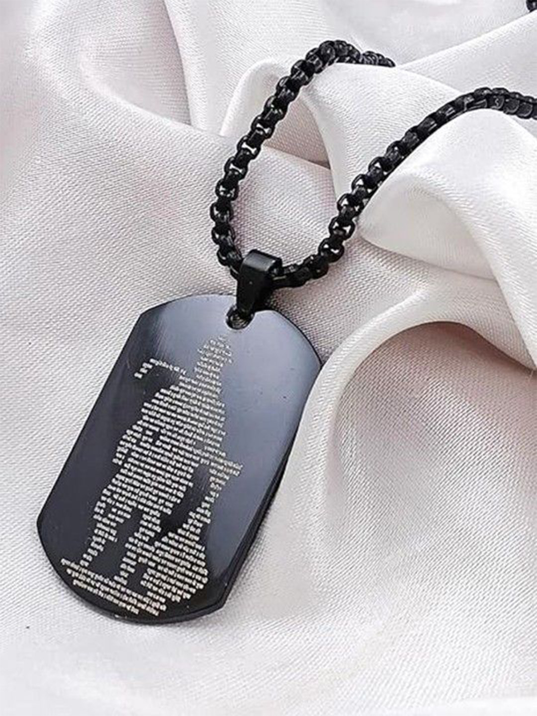 PASU FASHION Unisex Stainless Steel Silver-Plated Hanuman Chalisa Pendant With Chain