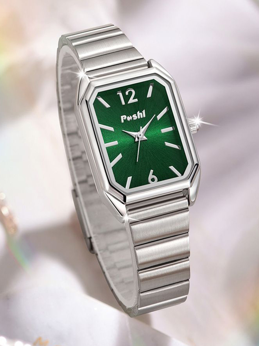 Poshi Women Square Dial Stainless Steel Strap Watch with Adjustable Clasp