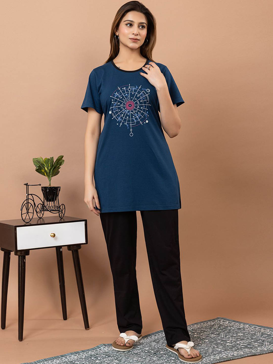 TWENTY ME Women Printed Pure Cotton Night suit
