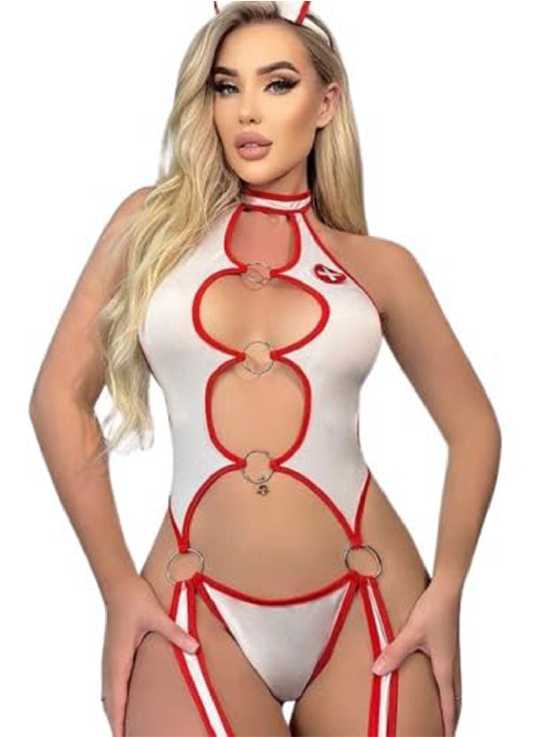 SECRETS BY ZEROKAATA Sheer Cut-Out Nightwear Baby Doll