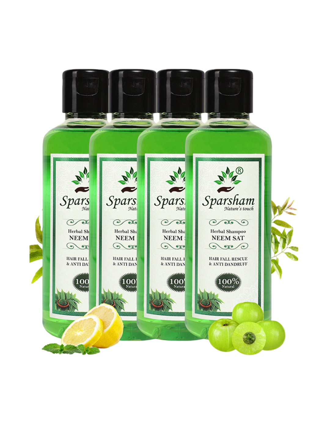 SPARSHAM-NATURE'S TOUCH Set Of 4 Herbal Shampoo With Neem Sat - 210 ml Each