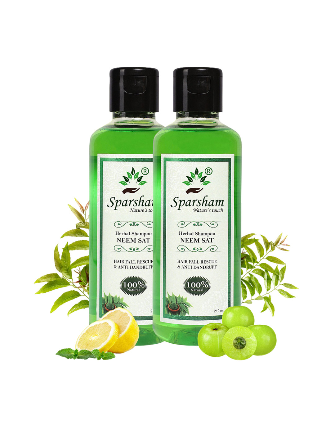 SPARSHAM-NATURE'S TOUCH Set Of 2 Herbal Shampoo With Neem Sat- 210 ml Each