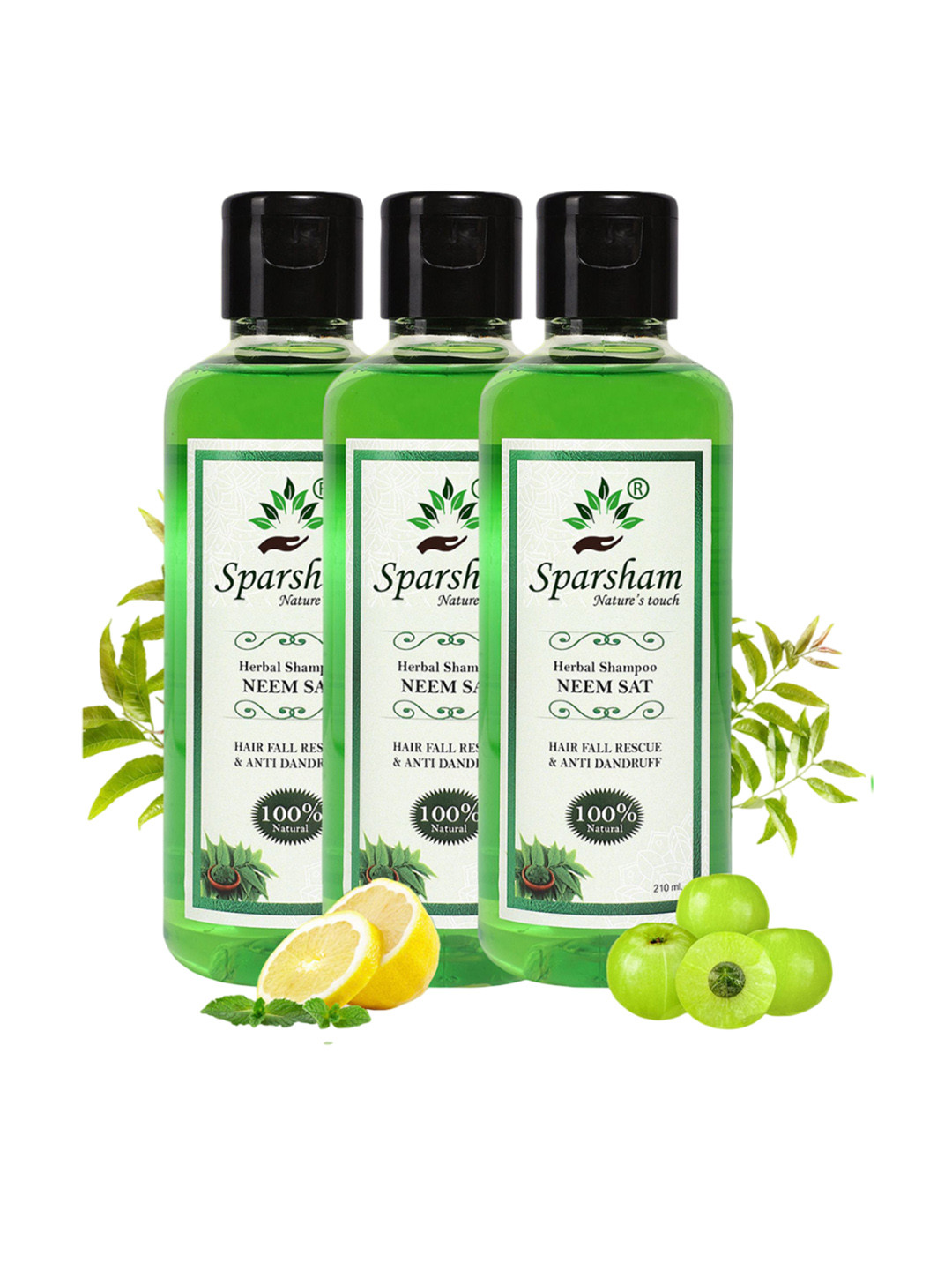 SPARSHAM-NATURE'S TOUCH Set Of 3 Herbal Shampoo With Neem Sat- 210 ml Each