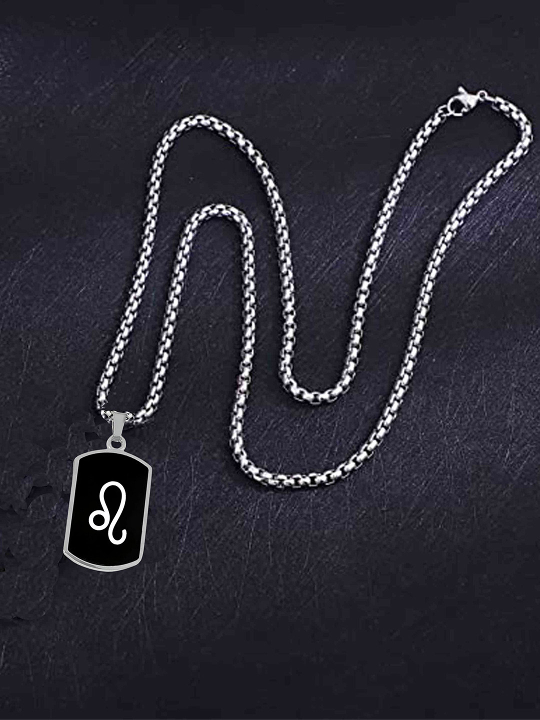 M Men Style Stainless Steel Circular Shaped Zodiac Sign Pendant With Chain