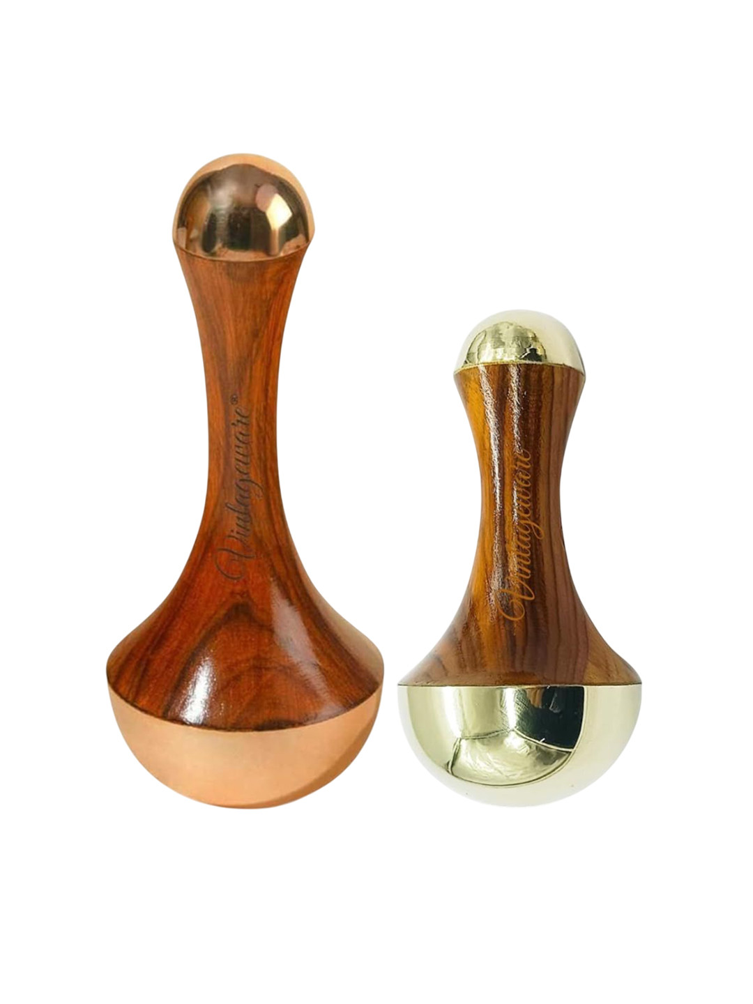 Vintageware Set Of 2 Palm Grip & Double Side Face Glow Kansa Wand - 260 g