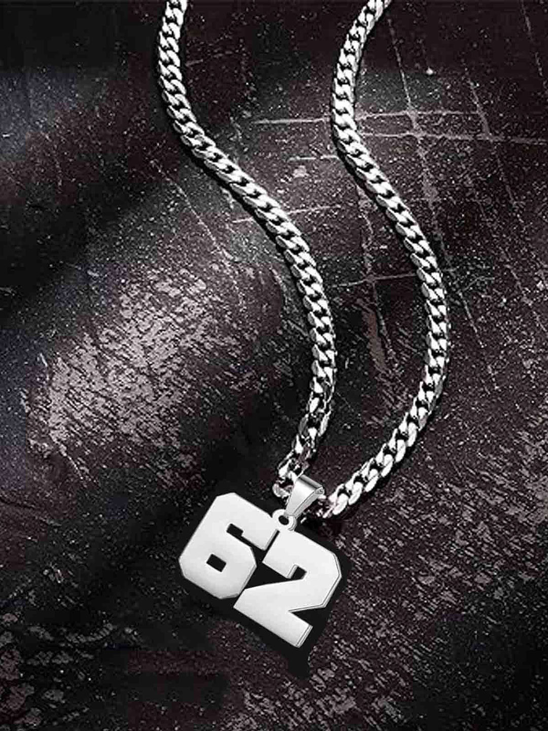 M Men Style Stainless Steel Silver-Plated Personalized Jersey Number Pendant