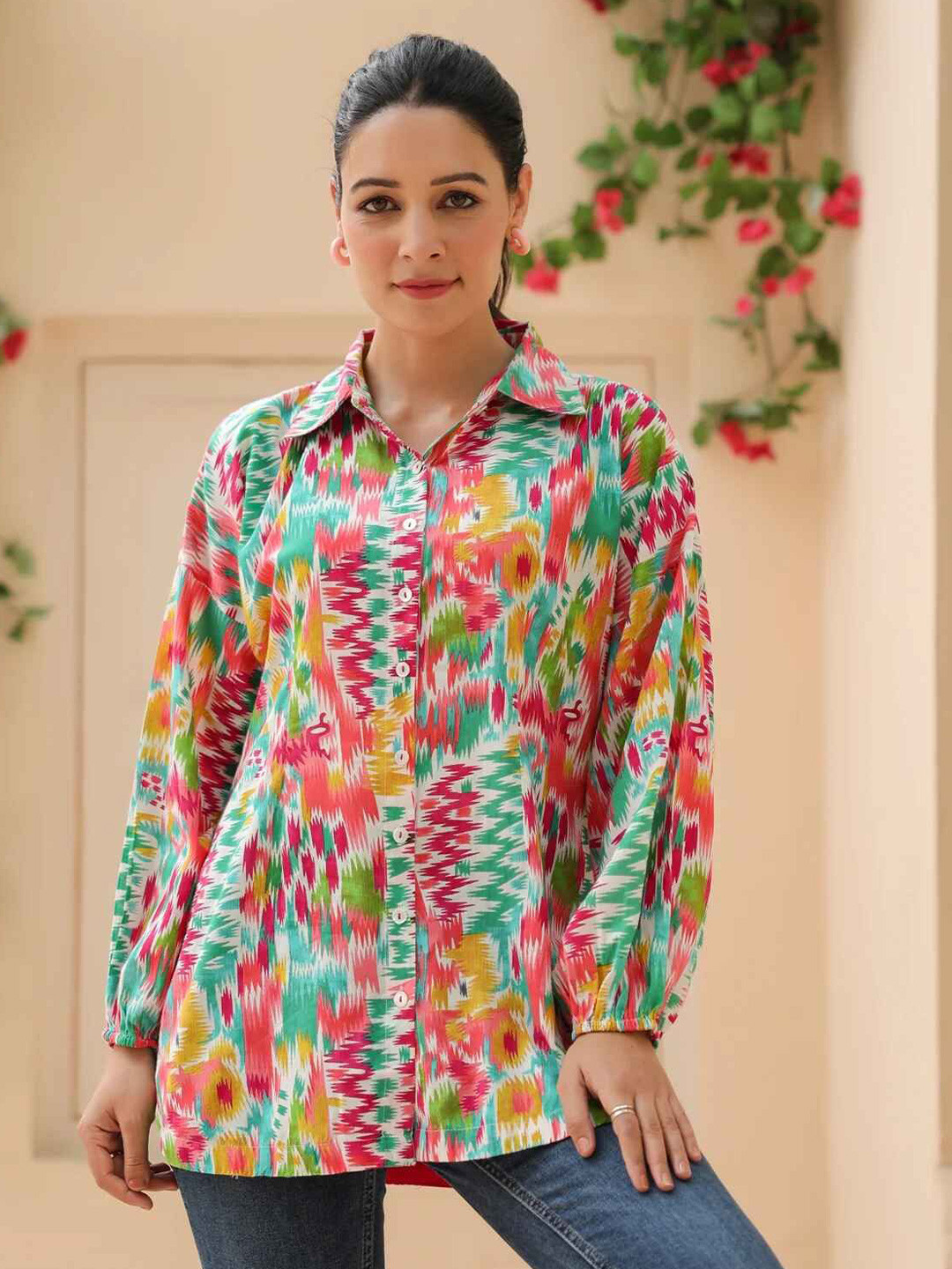 SZN Multicoloured Abstract Shirt Style Top