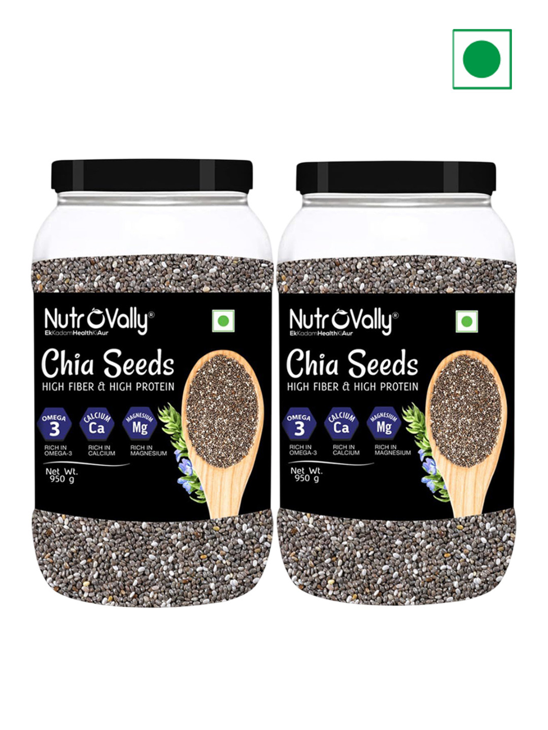 NutroVally Set Of 2 High Protein Chia Seeds With Omega 3 - 950 g Each