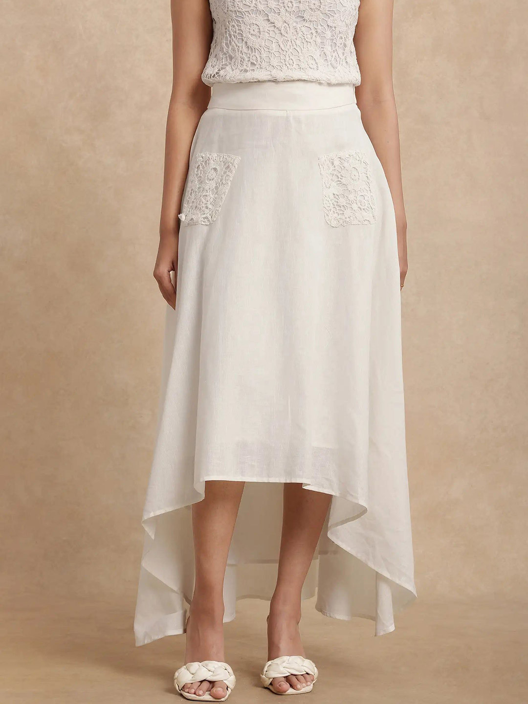 RAREISM Janlom Primary Women Off White Skirts
