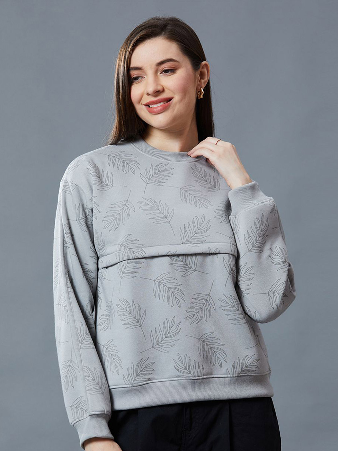 MORDEN MUSE Women Printed Maternity  With Concealed Nursing Zipper