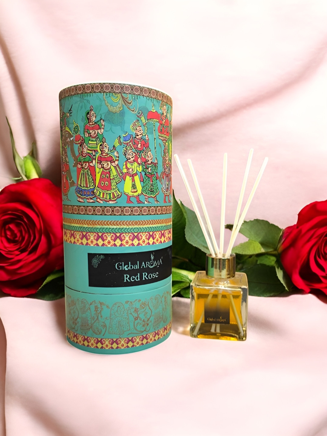 GLOBAL AROMA Blue & Red Printed Red Rose Reed Aroma Oil Diffuser & Sticks 100ml