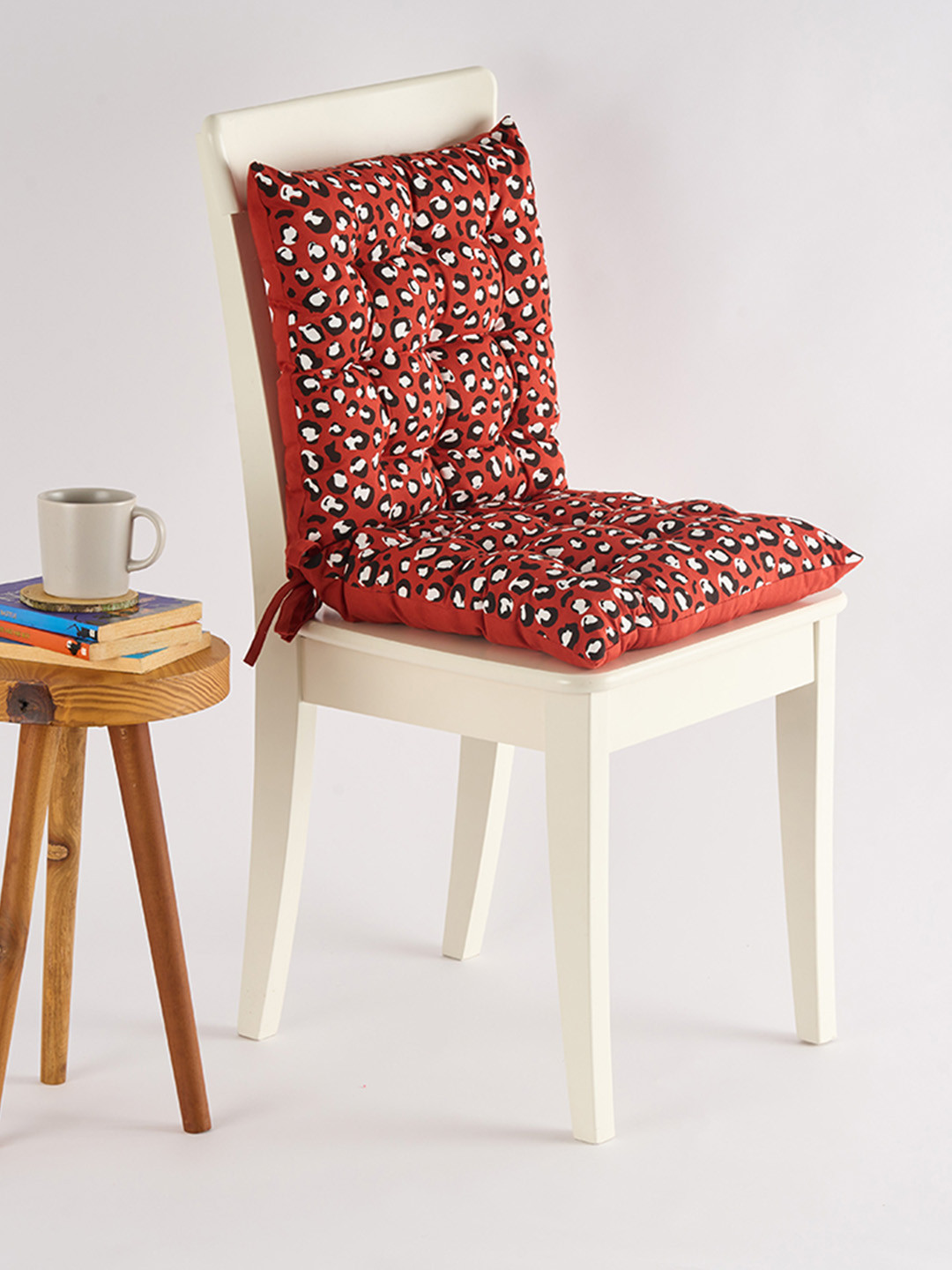 SKANDA FAB Red & White 2 Pieces Printed Pure Cotton Chair Pads