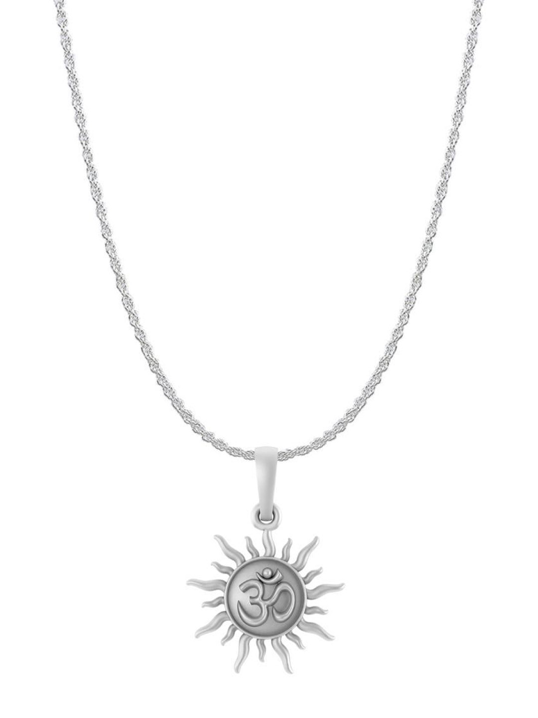Metronaut Men 92.5 Sterling Silver Spiritual Sun Pendant With Chain