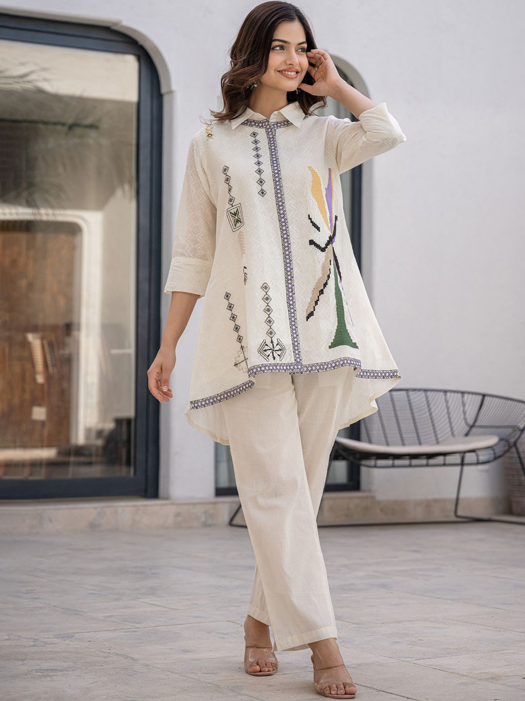 AUTUMN LANE Hemal Spiral Embroidered Pure Cotton Co-Ords