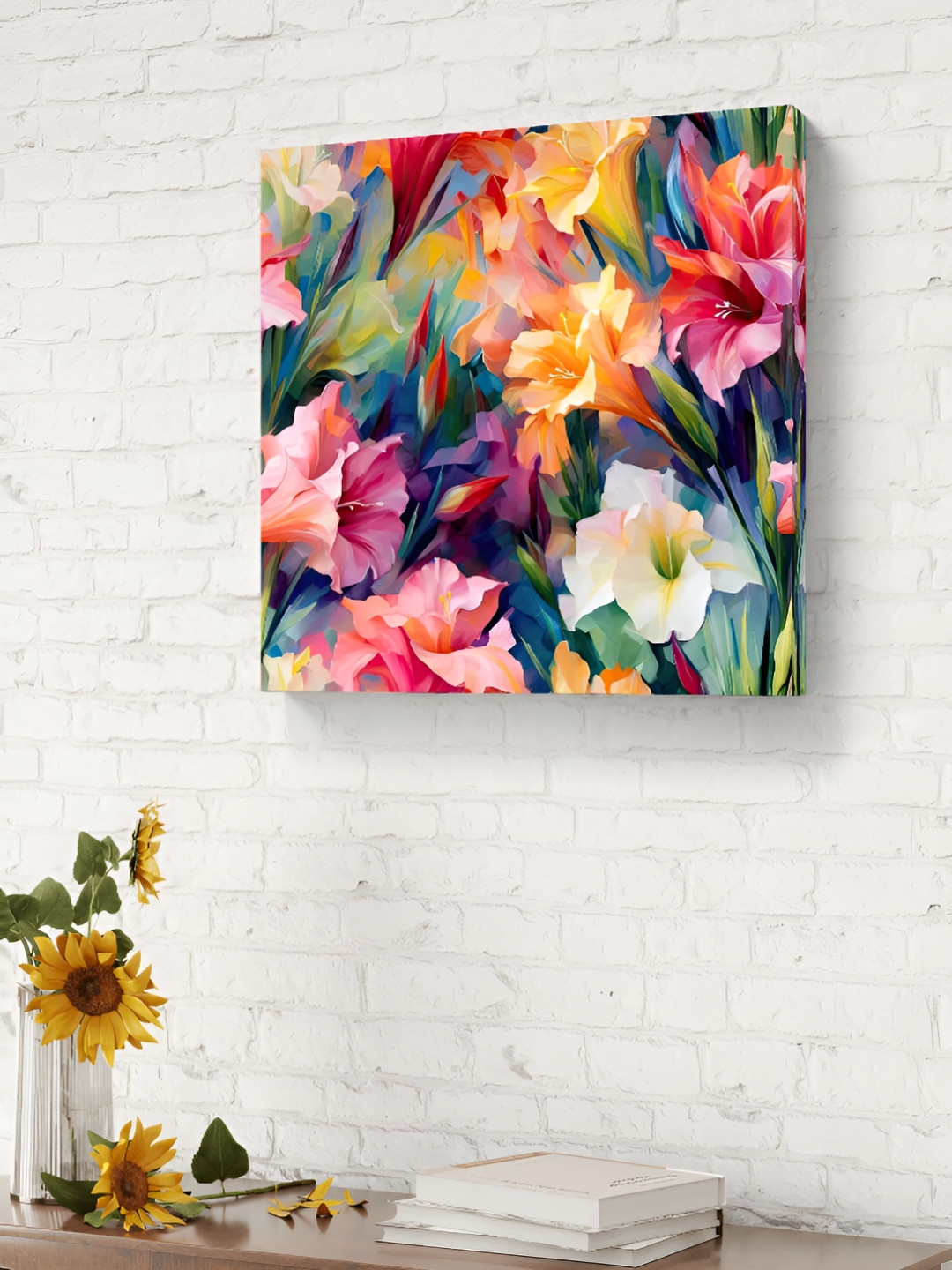 Myntra Elegant Homes Flower Canvas Living Room Square Paintings Wall Art -19.69 x 19.69In