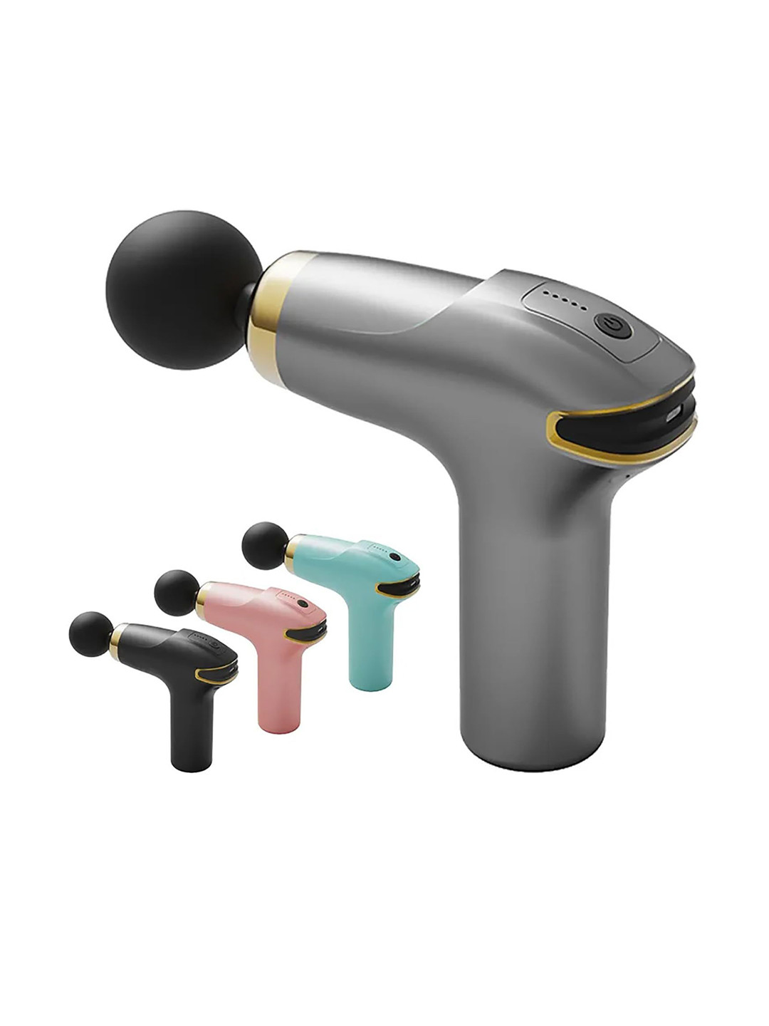 TENS Massage Gun Vibration With 8 Massage Attachments For Full Body - Grey