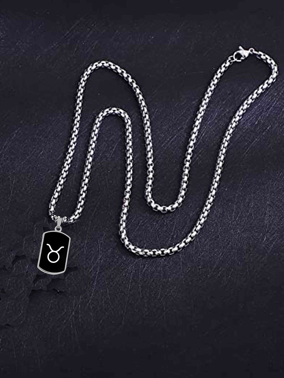 M Men Style Stainless Steel Geometric Zodiac Sign Pendant With Chain