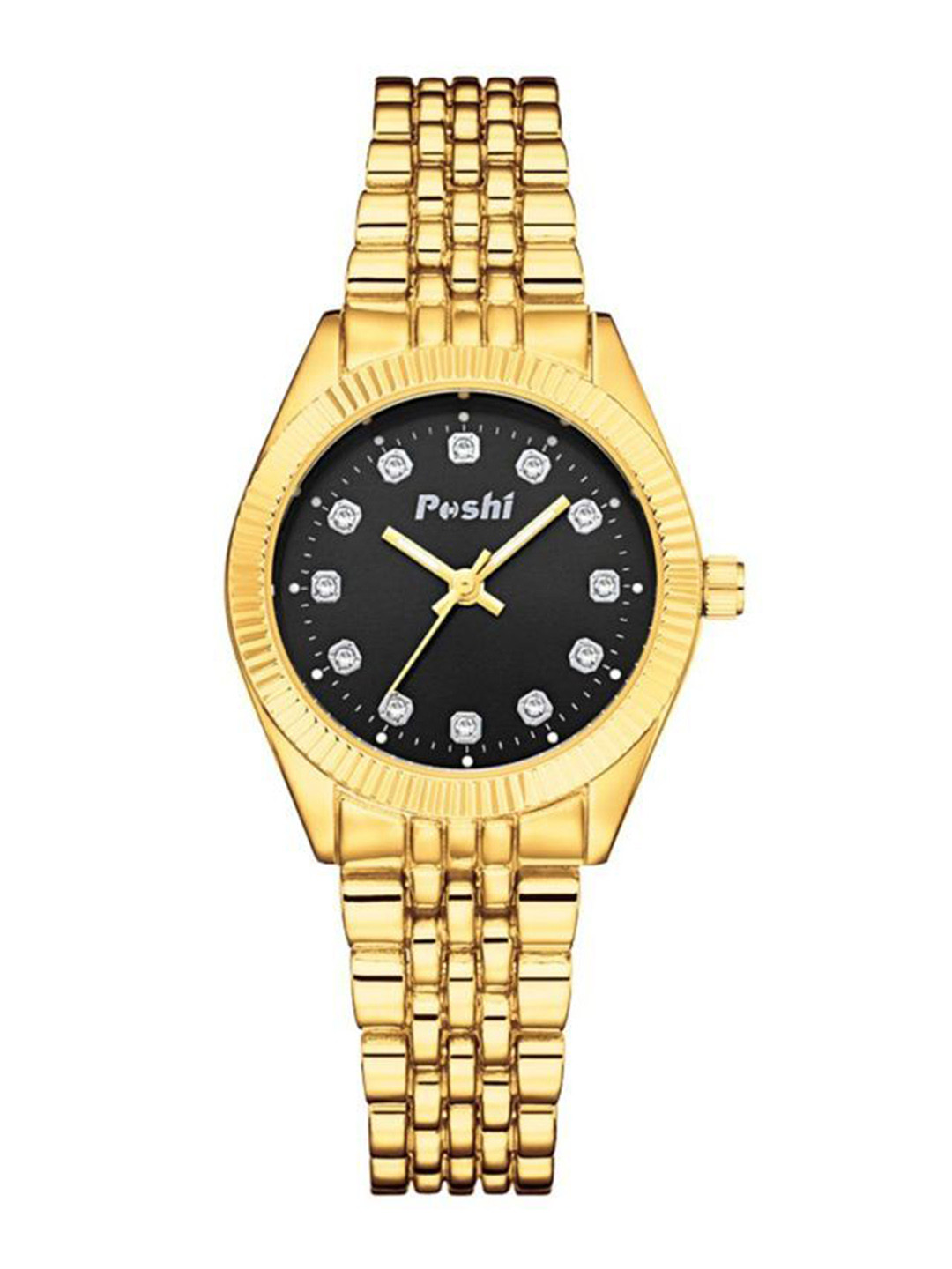 Poshi Women Casual Stainless Steel Round Dial Wristwatch