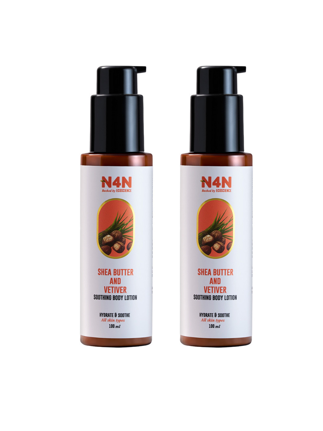 N4N  Set of 2 Shea Butter & Vetiver Body Lotion - 100 ml each