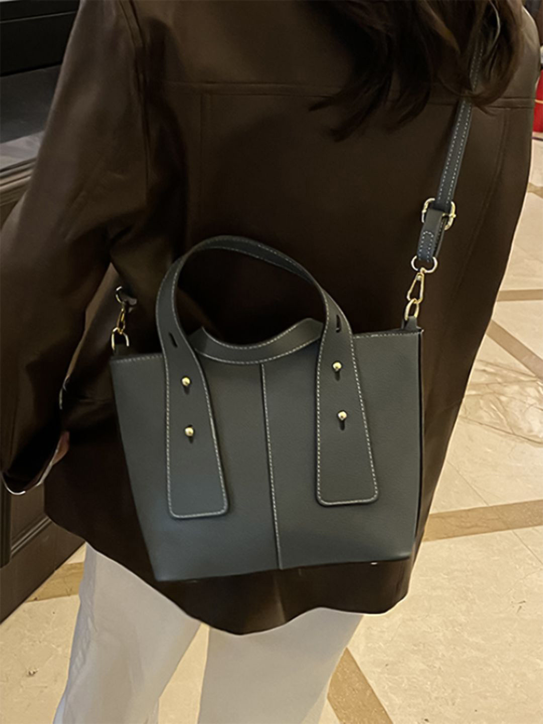 HAUTE SAUCE  Women's Blue Vegan Leather Hand Bag