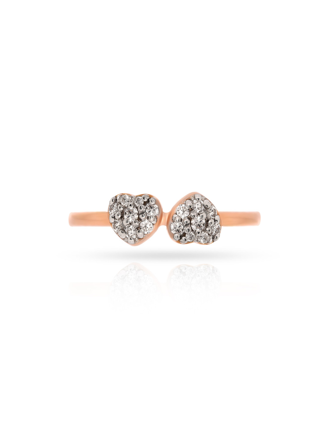 BHIMA 18K BIS Hallmark 750 Purity Rose Gold Tiny Hearts Diamond Ring