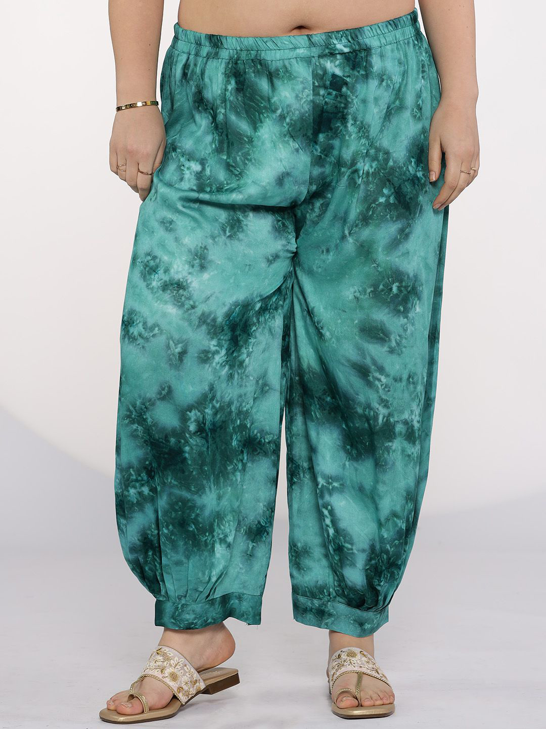 LetsDressUp Women Sea Green Tie Dye Afghani Salwar