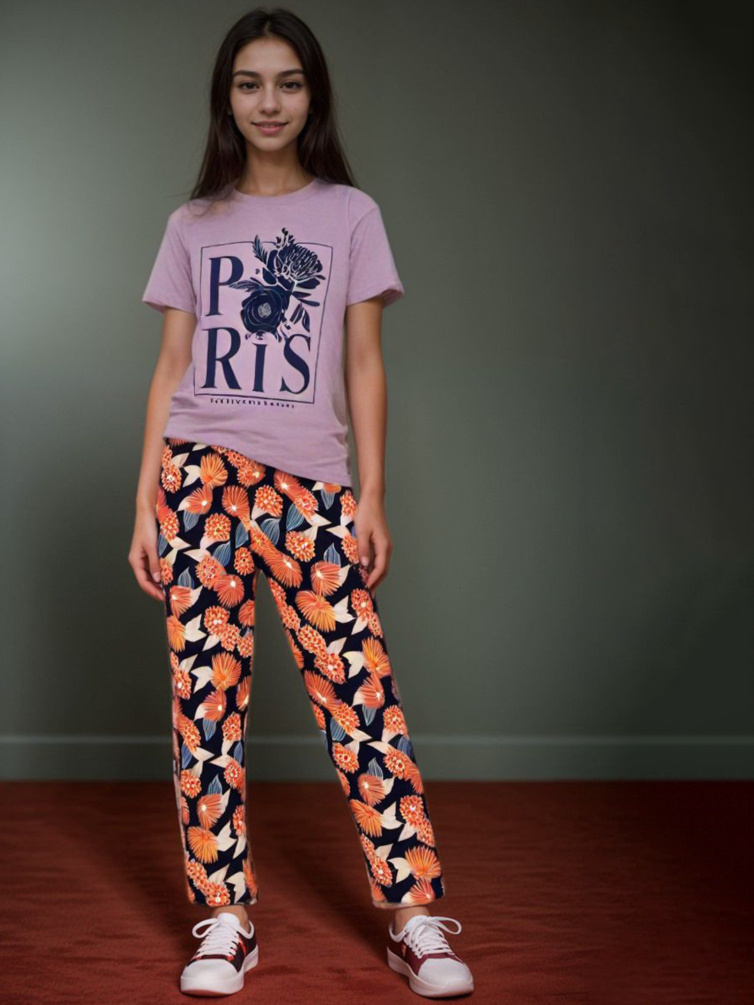 Chawla Uttam Girl Printed Round Neck Short Sleeves T-shirt & Pyjamas Night suit