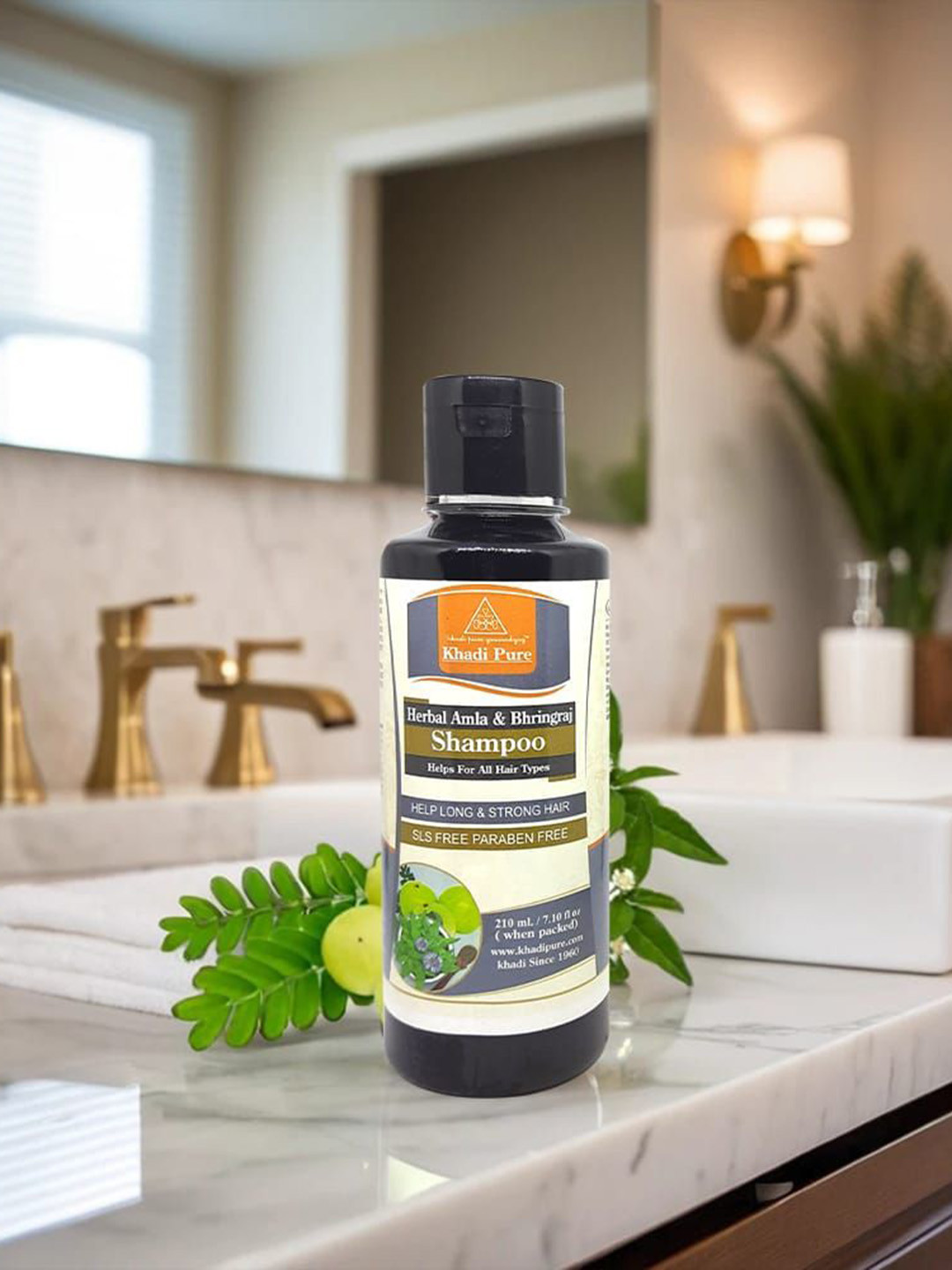 Khadi Pure Set Of 2 Herbal Amla & Bhringraj Shampoo For Long & Strong Hair - 210 ml Each