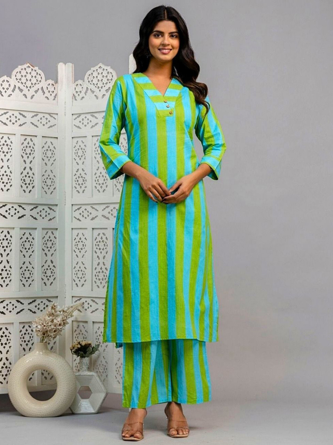 Atha Fashion Blue & Green Aurline Co-Ord Set