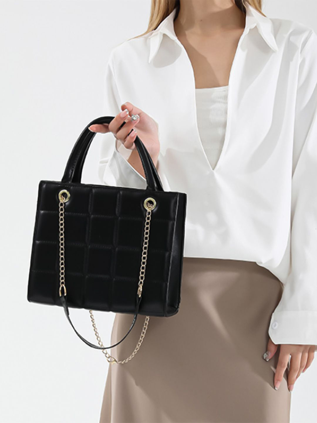 HAUTE SAUCE  Women's Black Vegan Leather Hand Bag