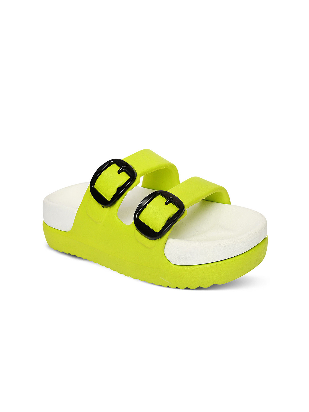 FEEL TIME Women Colourblocked Double Straps Comfort Sliders