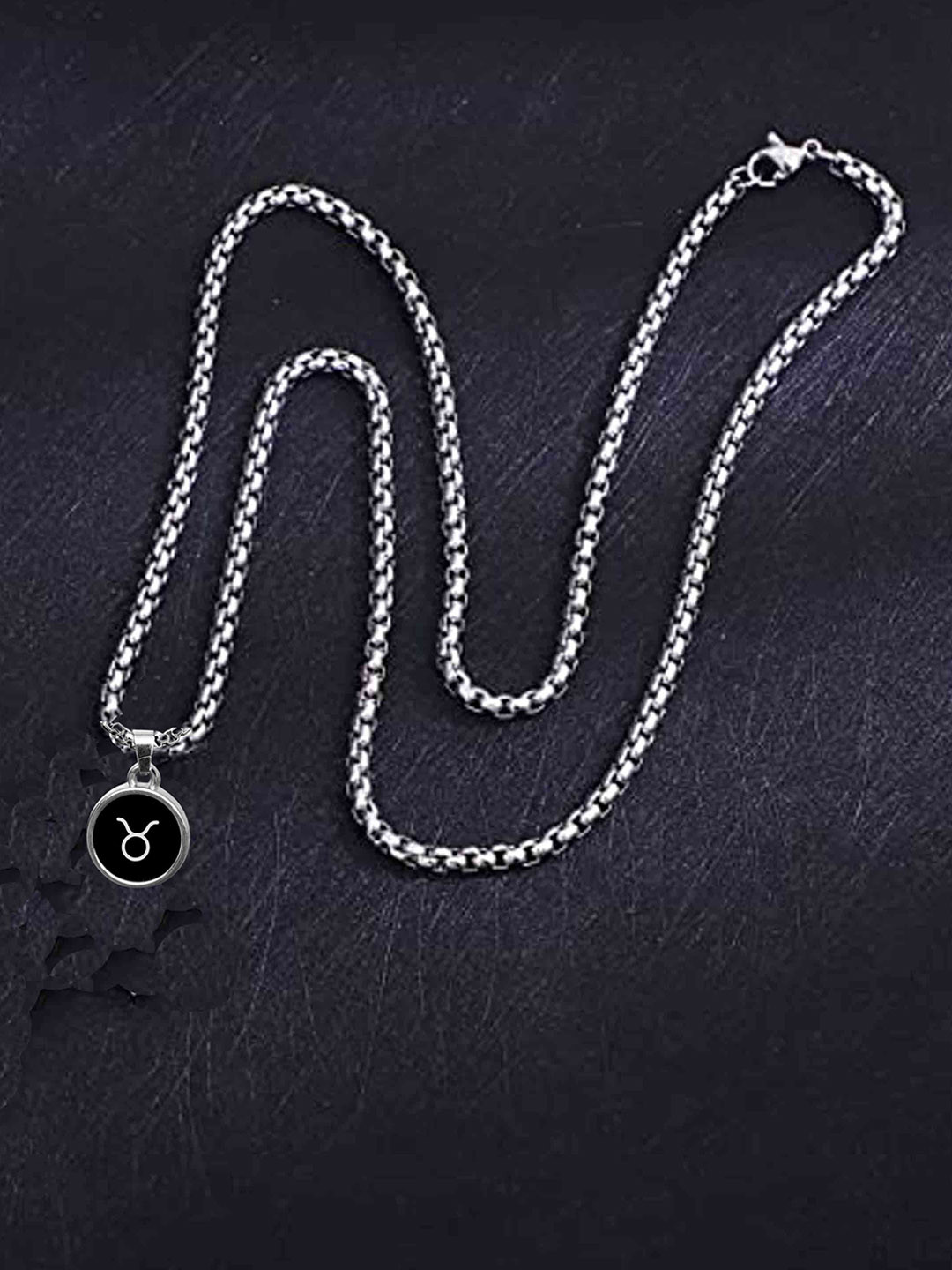 M Men Style Stainless Steel Circular Shaped Zodiac Sign Pendants With Chain